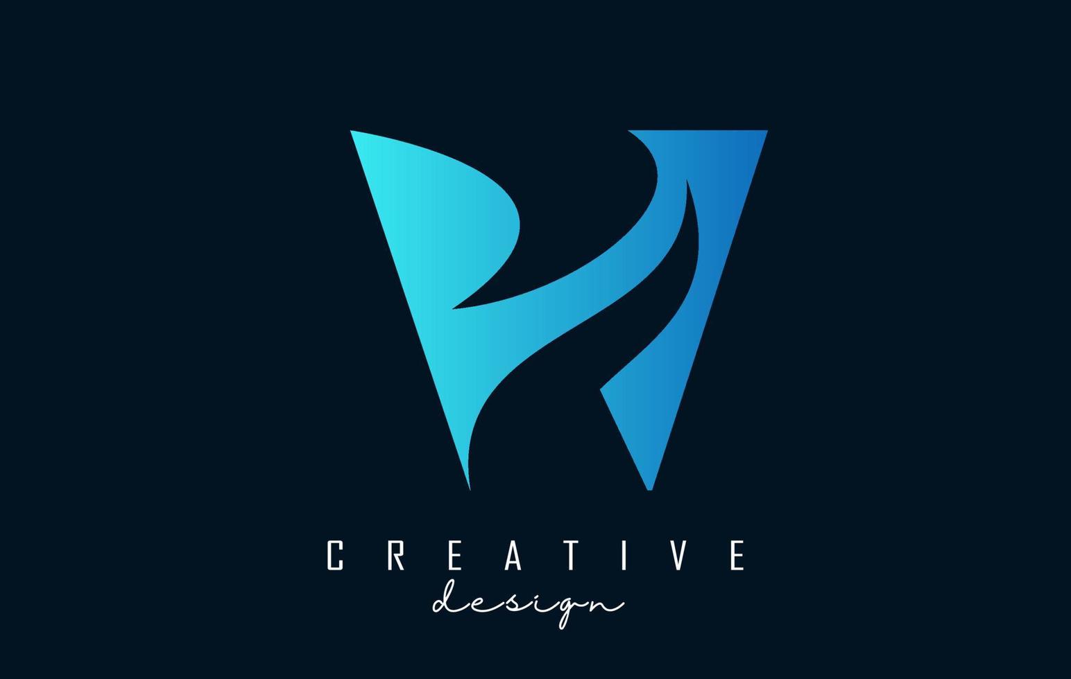 bokstav w-logotyp med negativ utrymmesdesign och kreativa vågskärningar. brev med geometrisk design. vektor