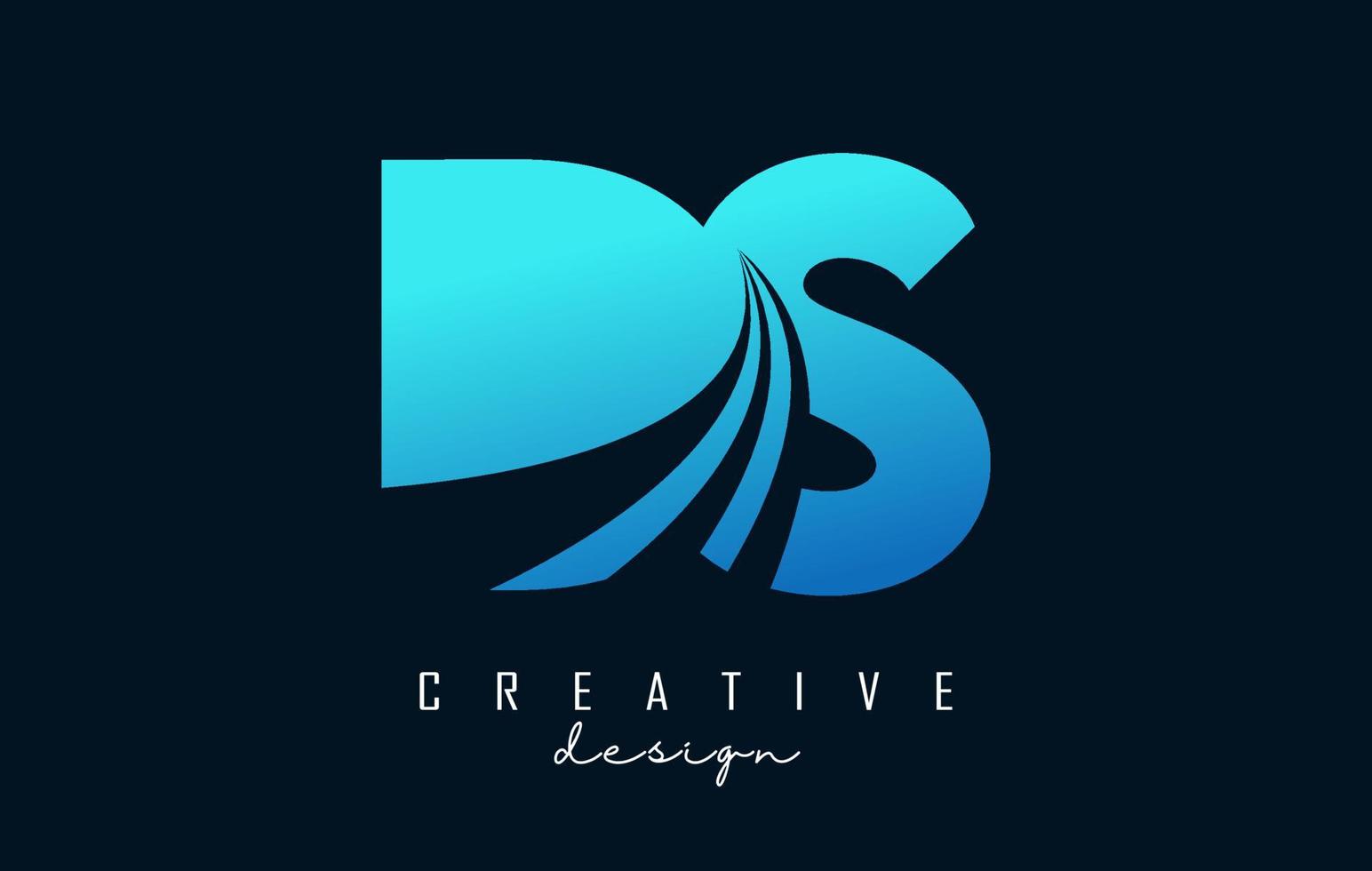 kreative blaue buchstaben ds ds-logo mit führenden linien und straßenkonzeptdesign. Buchstaben mit geometrischem Design. vektor