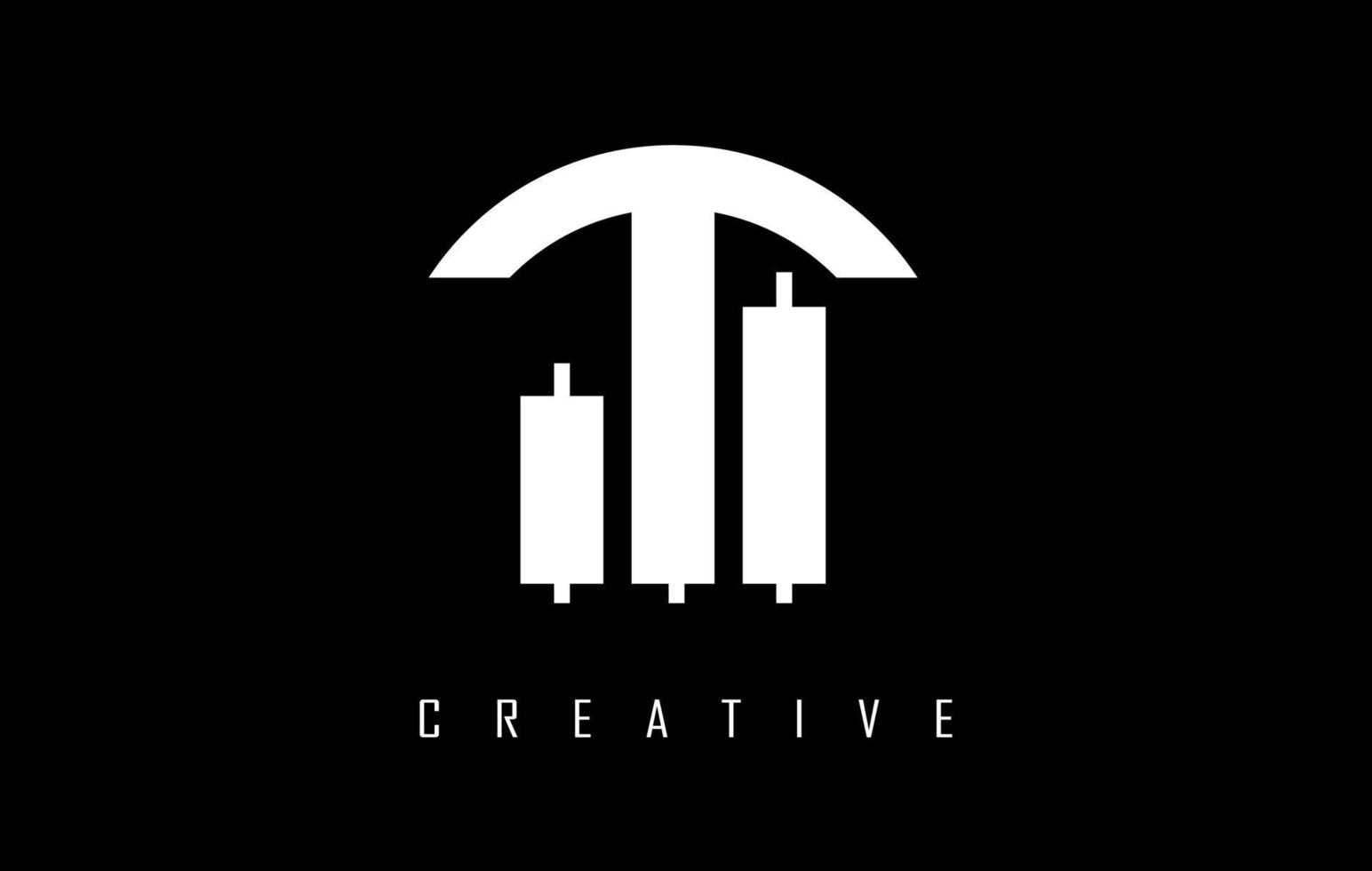 vit bokstav t logotyp med kreativ form och geometrisk design för investerande företag. vektor