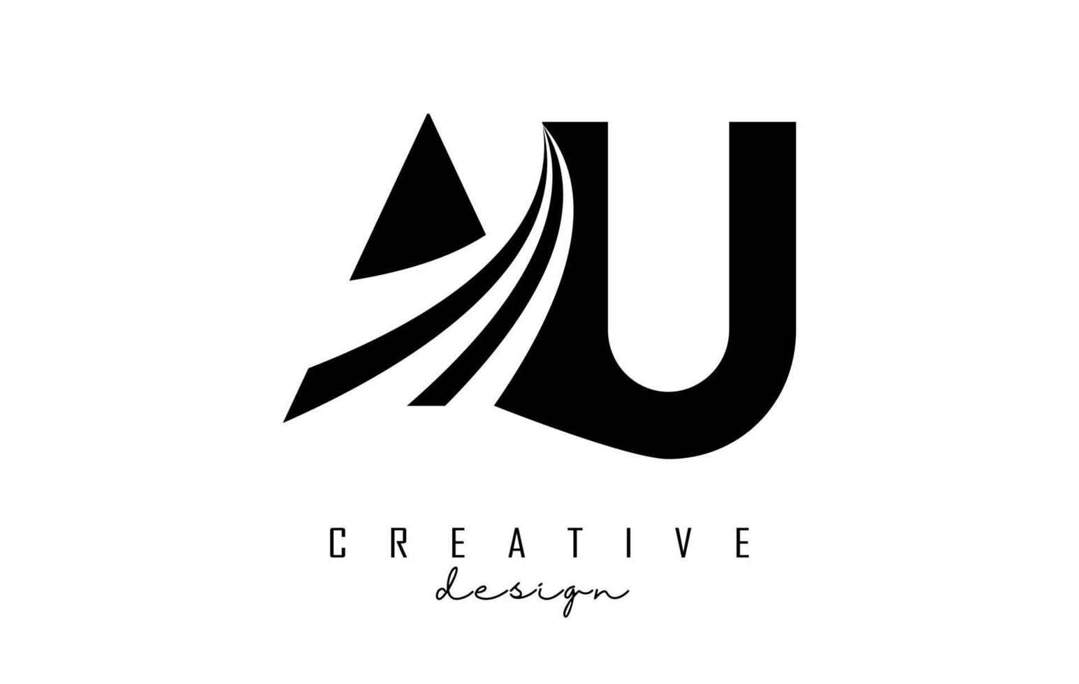 kreativa svarta bokstäver au au-logotyp med ledande linjer och vägkonceptdesign. bokstäver med geometrisk design. vektor