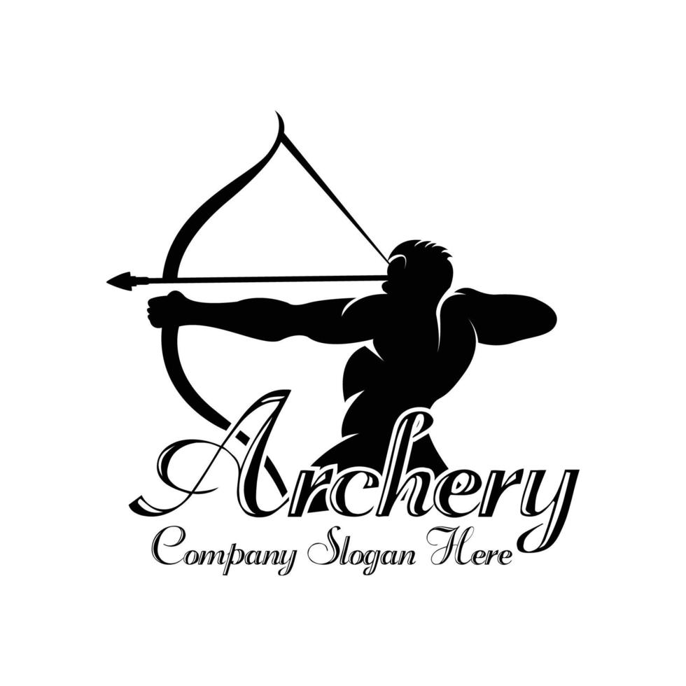 Athena Minerva Silhouette mit königlichem Bogenschützen-Logo-Design vektor