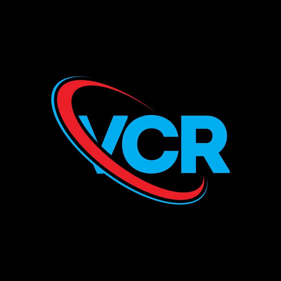 vcr logotyp. vcr brev. vcr brev logotyp design. initialer video-logotyp länkad med cirkel och versaler monogram logotyp. videotypografi för teknik, företag och fastighetsmärke. vektor