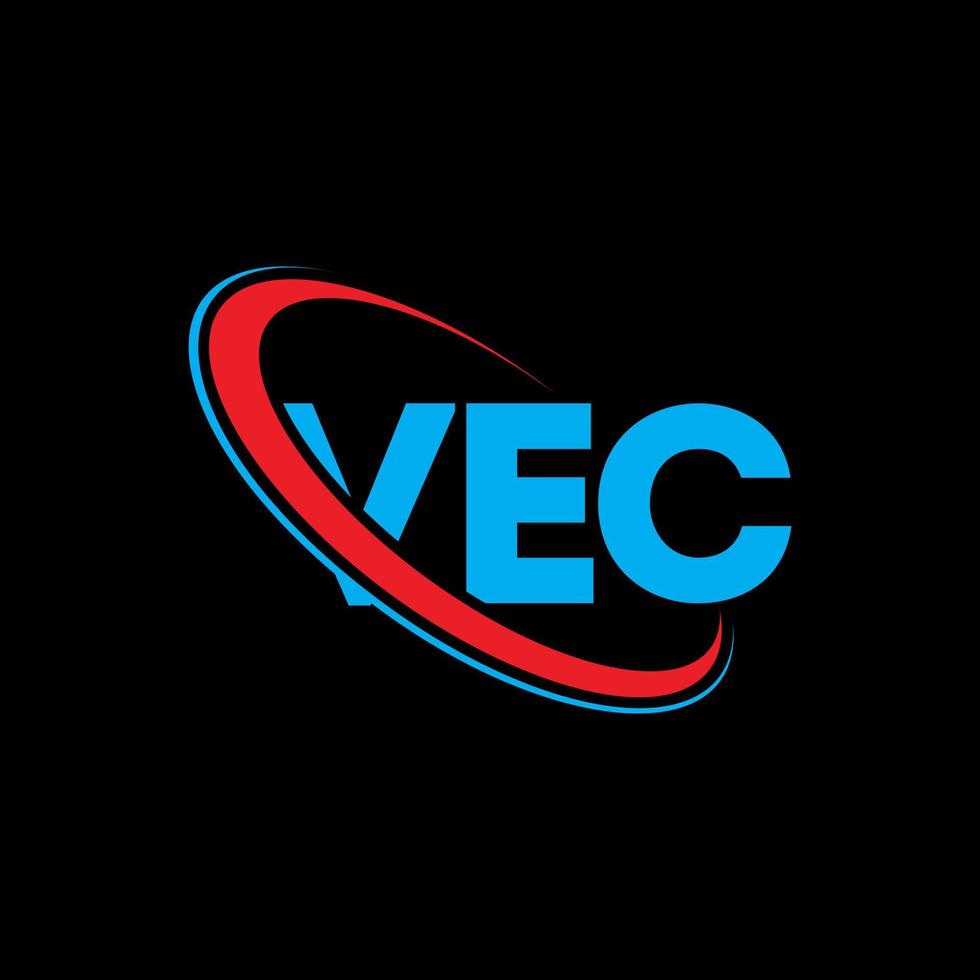 vec-Logo. vec-Brief. vec-Buchstaben-Logo-Design. Initialen vec-Logo verbunden mit Kreis und Monogramm-Logo in Großbuchstaben. vec typografie für technologie-, geschäfts- und immobilienmarke. vektor