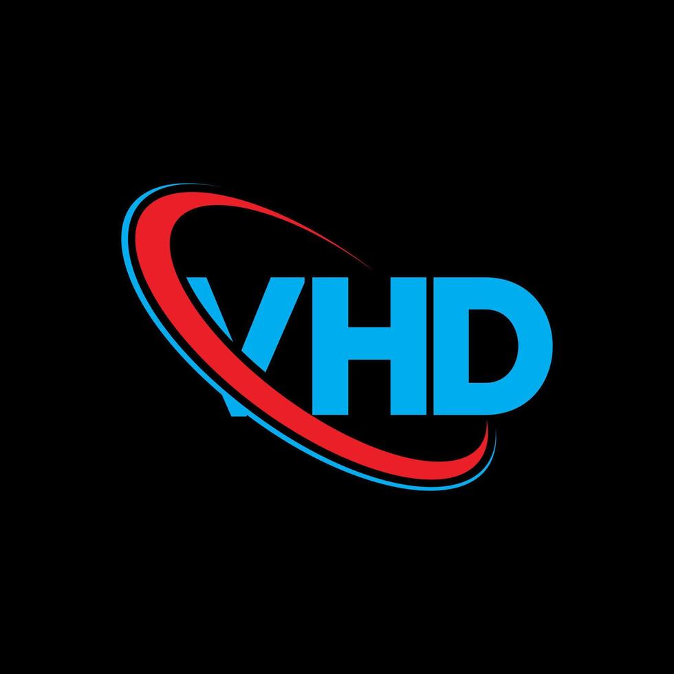 vhd-Logo. vhd-Brief. vhd-Buchstaben-Logo-Design. Initialen vhd-Logo verbunden mit Kreis und Monogramm-Logo in Großbuchstaben. vhd-typografie für technologie-, geschäfts- und immobilienmarke. vektor