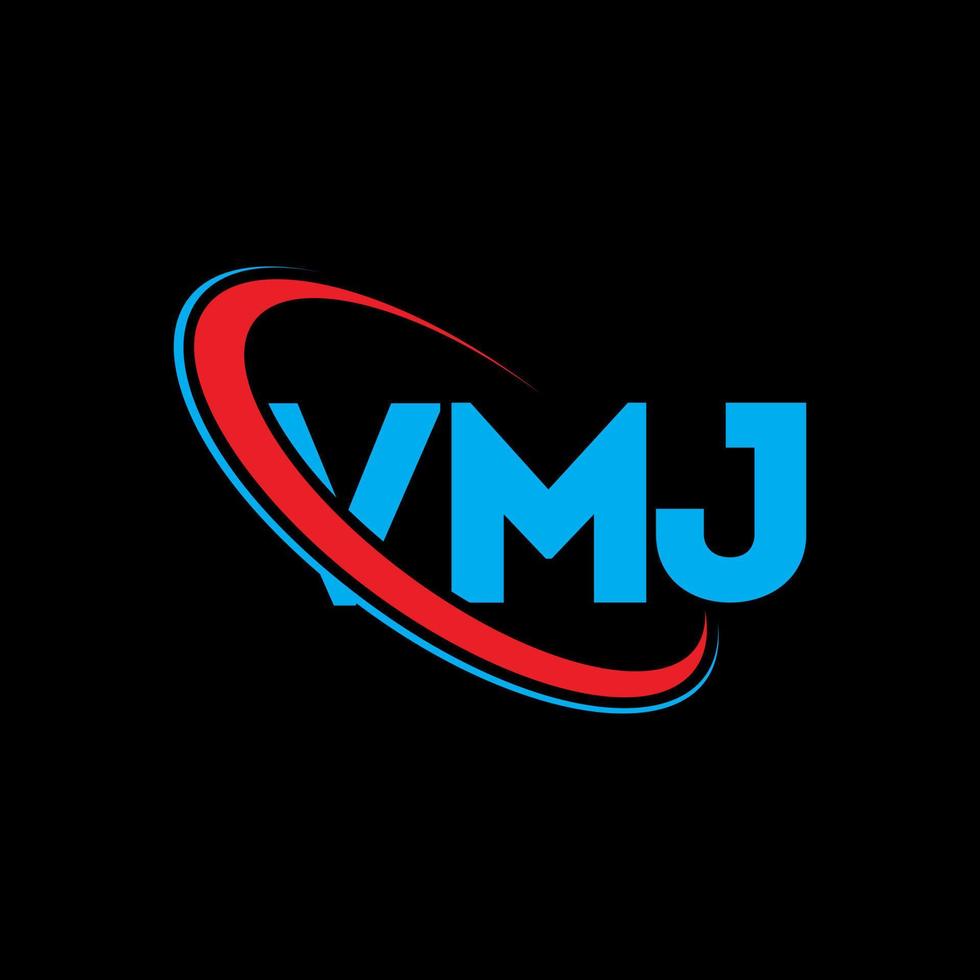 vmj logotyp. vmj brev. vmj bokstavslogotypdesign. initialer vmj logotyp länkad med cirkel och versaler monogram logotyp. vmj typografi för teknik, företag och fastighetsmärke. vektor