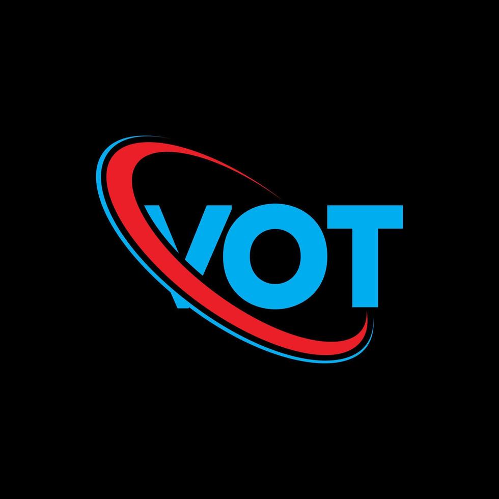 Vot-Logo. Abstimmungsbrief. Vot Brief Logo-Design. Initialen Vot-Logo verbunden mit Kreis und Monogramm-Logo in Großbuchstaben. Vot-Typografie für Technologie-, Geschäfts- und Immobilienmarke. vektor