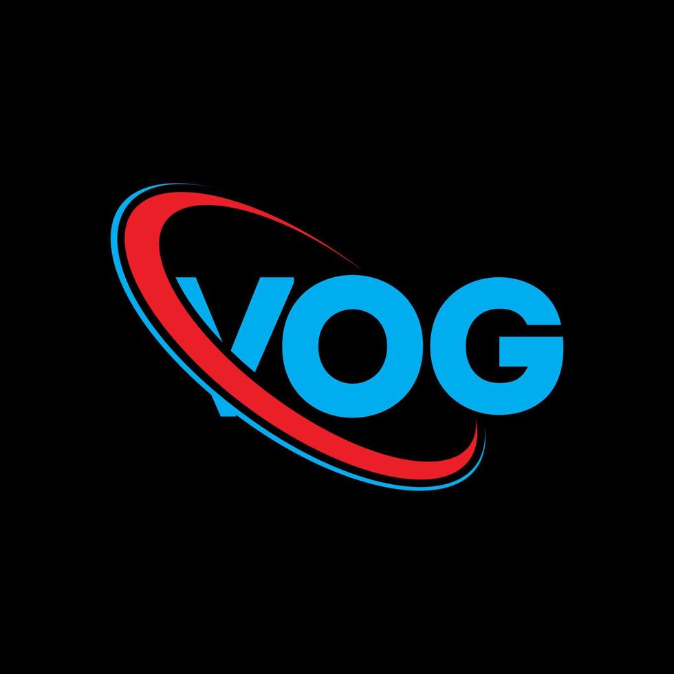 Vog-Logo. Vog-Brief. Vog-Brief-Logo-Design. Initialen-Vog-Logo, verbunden mit Kreis und Monogramm-Logo in Großbuchstaben. Vog-Typografie für Technologie-, Geschäfts- und Immobilienmarken. vektor