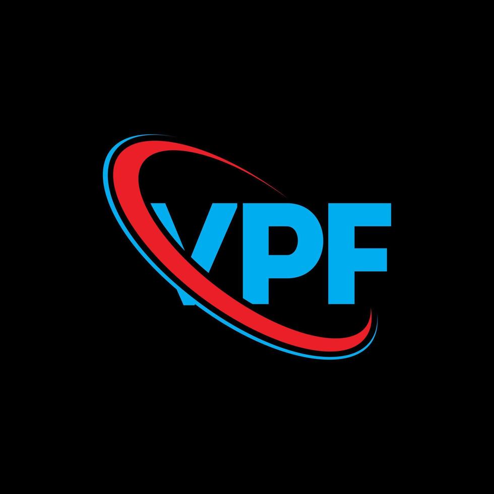 vpf-Logo. vpf Brief. vpf-Buchstaben-Logo-Design. Initialen vpf-Logo verbunden mit Kreis und Monogramm-Logo in Großbuchstaben. vpf-typografie für technologie-, geschäfts- und immobilienmarke. vektor