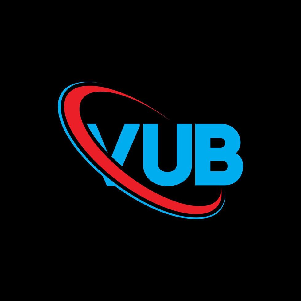 vub logotyp. vub brev. vub brev logotyp design. initialer vub-logotyp kopplad till cirkel och monogramlogotyp med versaler. vub-typografi för teknik-, affärs- och fastighetsmärke. vektor