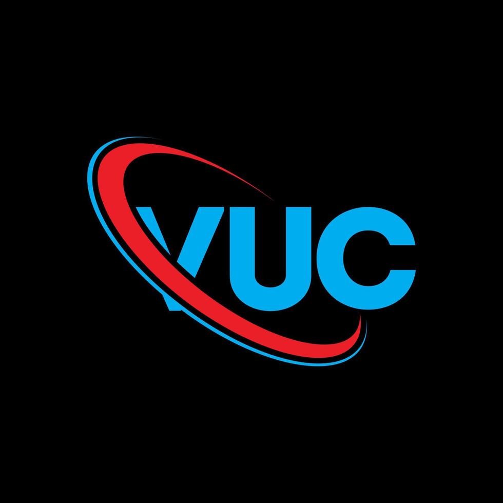 vuc-Logo. vuc brief. Vuc-Brief-Logo-Design. Initialen VUC-Logo verbunden mit Kreis und Monogramm-Logo in Großbuchstaben. vuc-typografie für technologie-, geschäfts- und immobilienmarke. vektor
