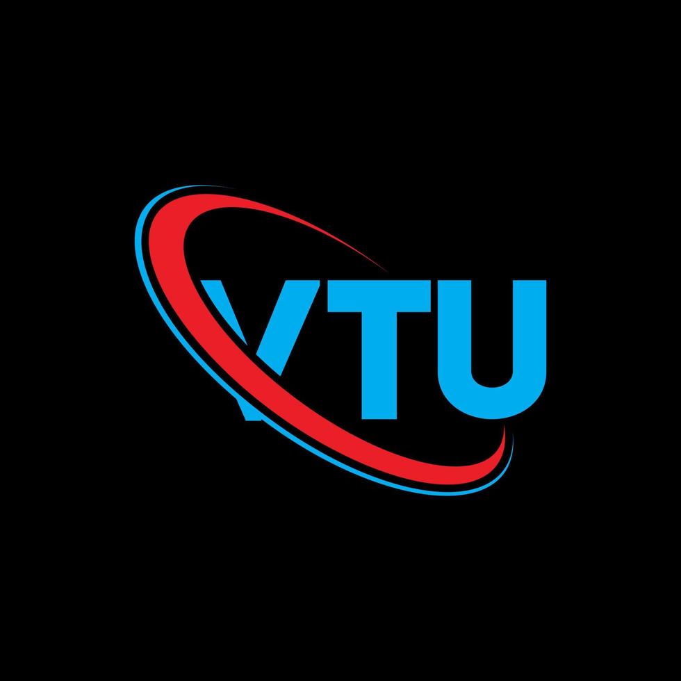 vtu-logotyp. vtu brev. vtu bokstavslogotypdesign. initialer vtu-logotyp länkad med cirkel och monogramlogotyp med versaler. vtu typografi för teknik, företag och fastighetsmärke. vektor