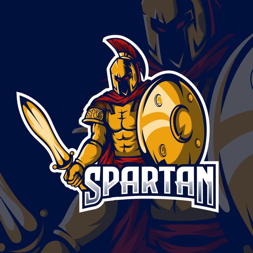 spartansk maskotlogotyp för e-sport vektor