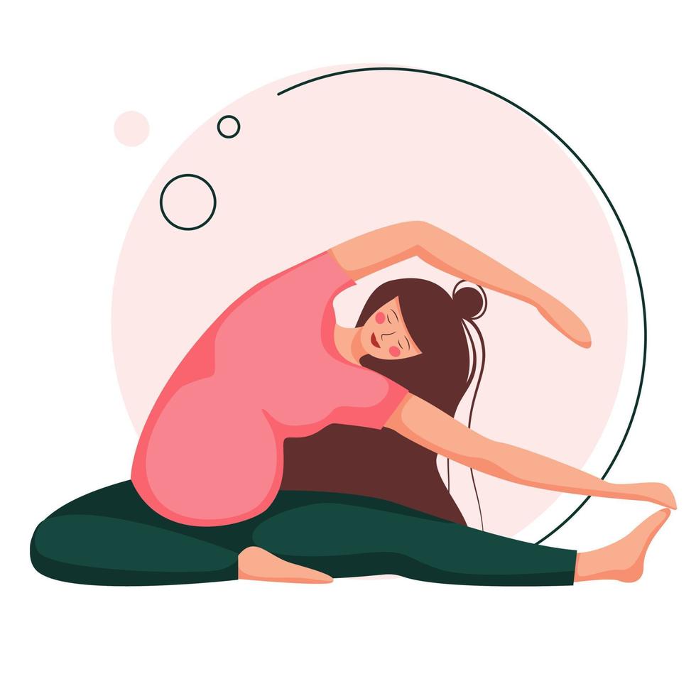 yoga för gravida kvinnor i tecknad stil vektor