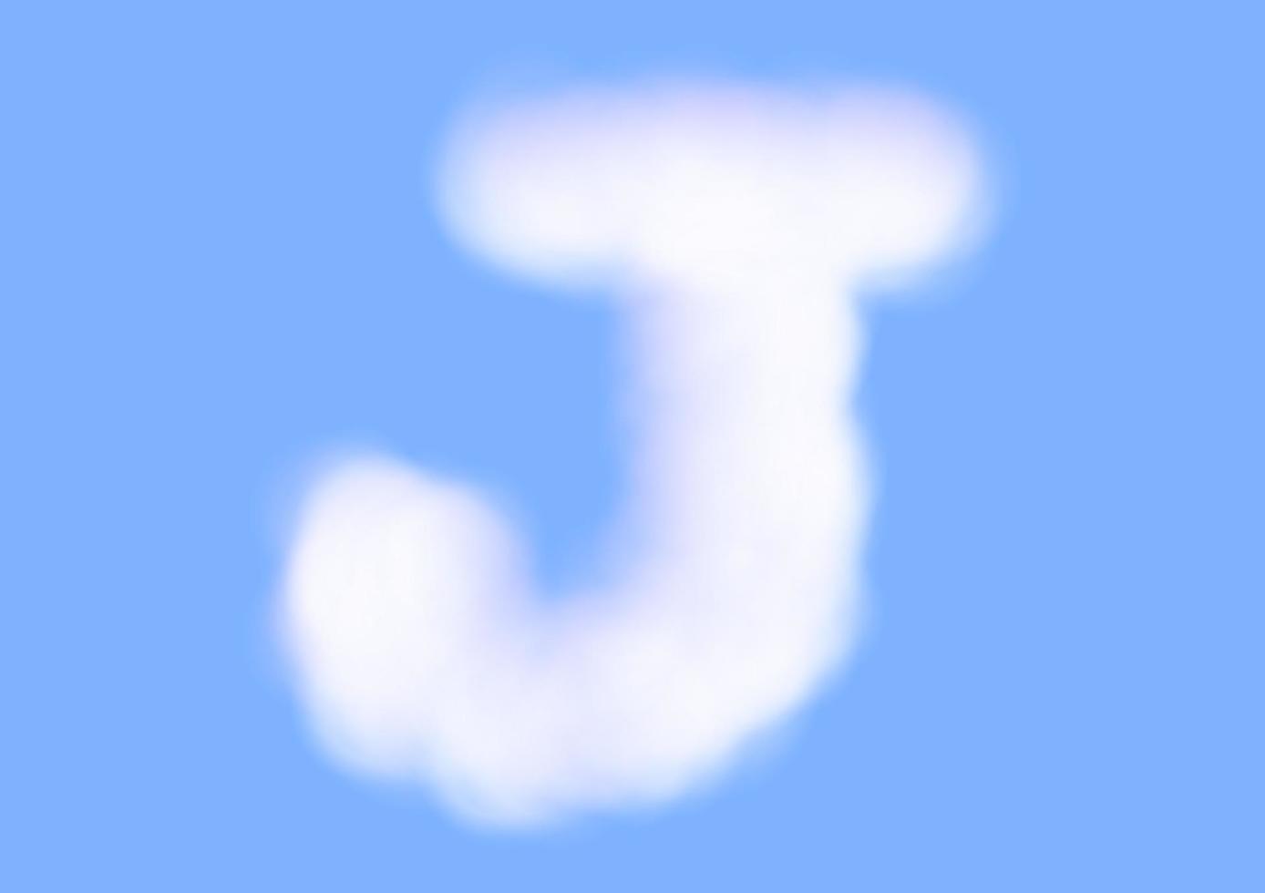 j-Alphabet-Schriftform im Wolkenvektor auf blauem Himmelshintergrund vektor