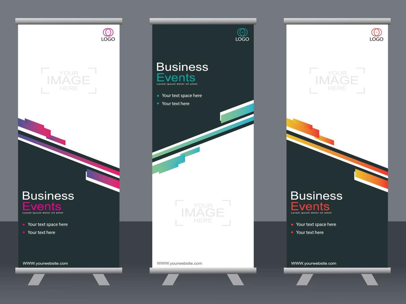 Business-Banner-Roll-up-Set Standee-Banner-Vorlage. vektor