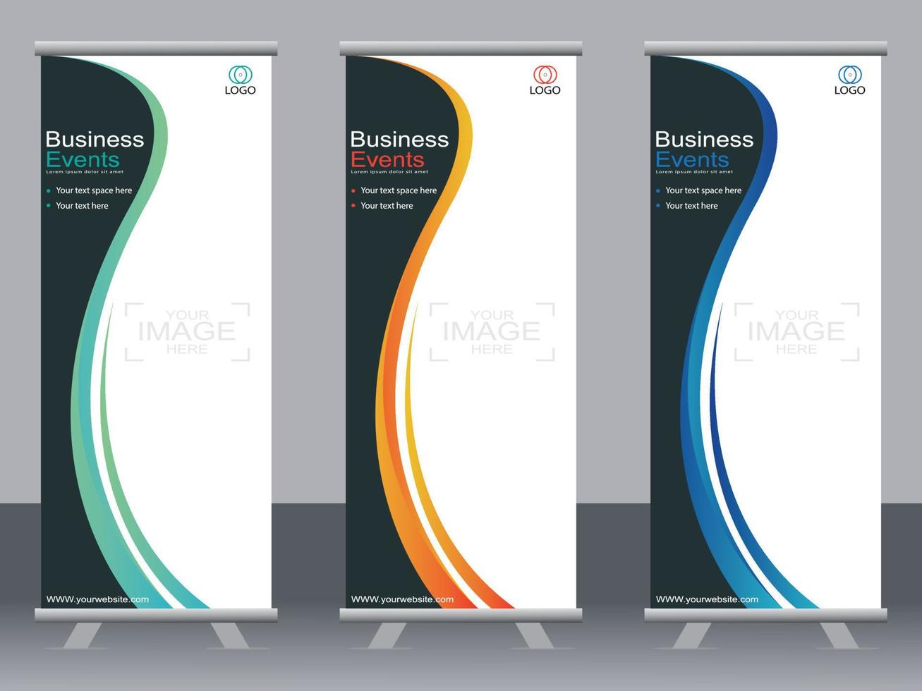 Business-Banner-Roll-up-Set Standee-Banner-Vorlage. vektor