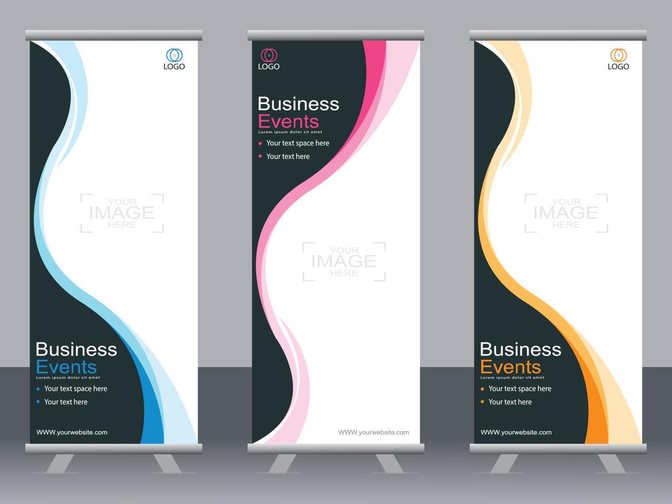 Business-Banner-Roll-up-Set Standee-Banner-Vorlage Modernes Banner. vektor