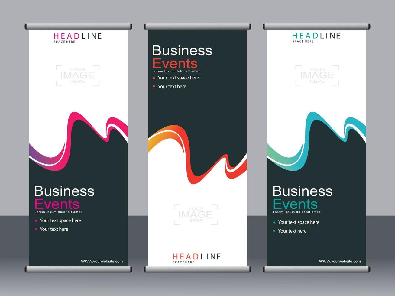 business banner roll up set standee banner mall. vektor