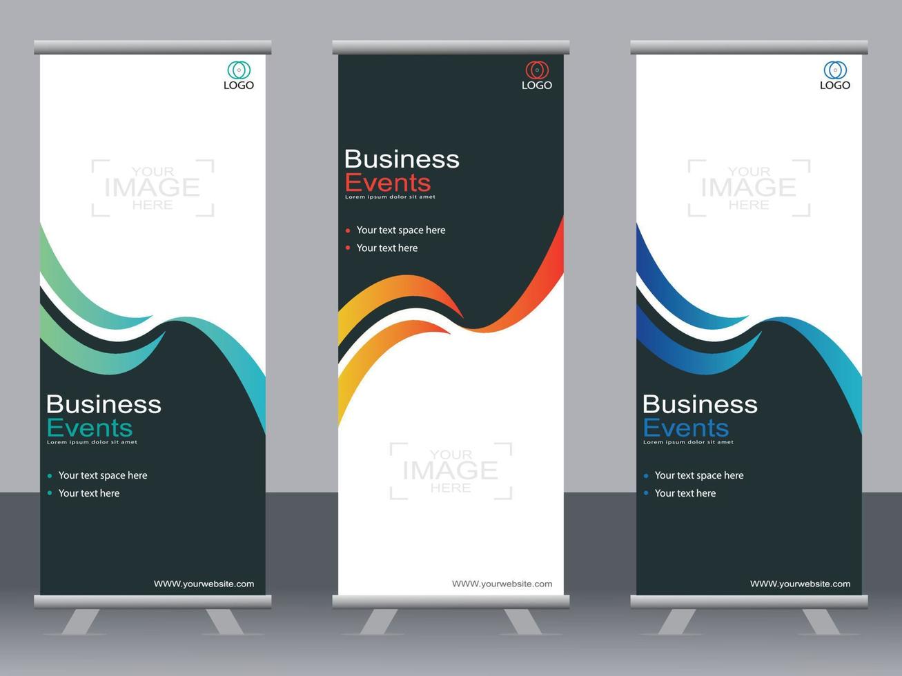 Business-Banner-Roll-up-Set Standee-Banner-Vorlage. vektor