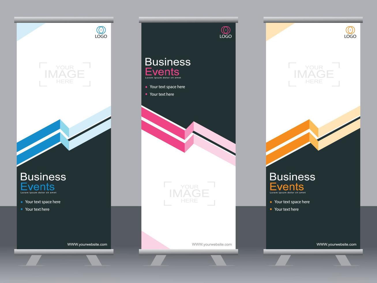 Business-Banner-Roll-up-Set Standee-Banner-Vorlage Modernes Banner. vektor