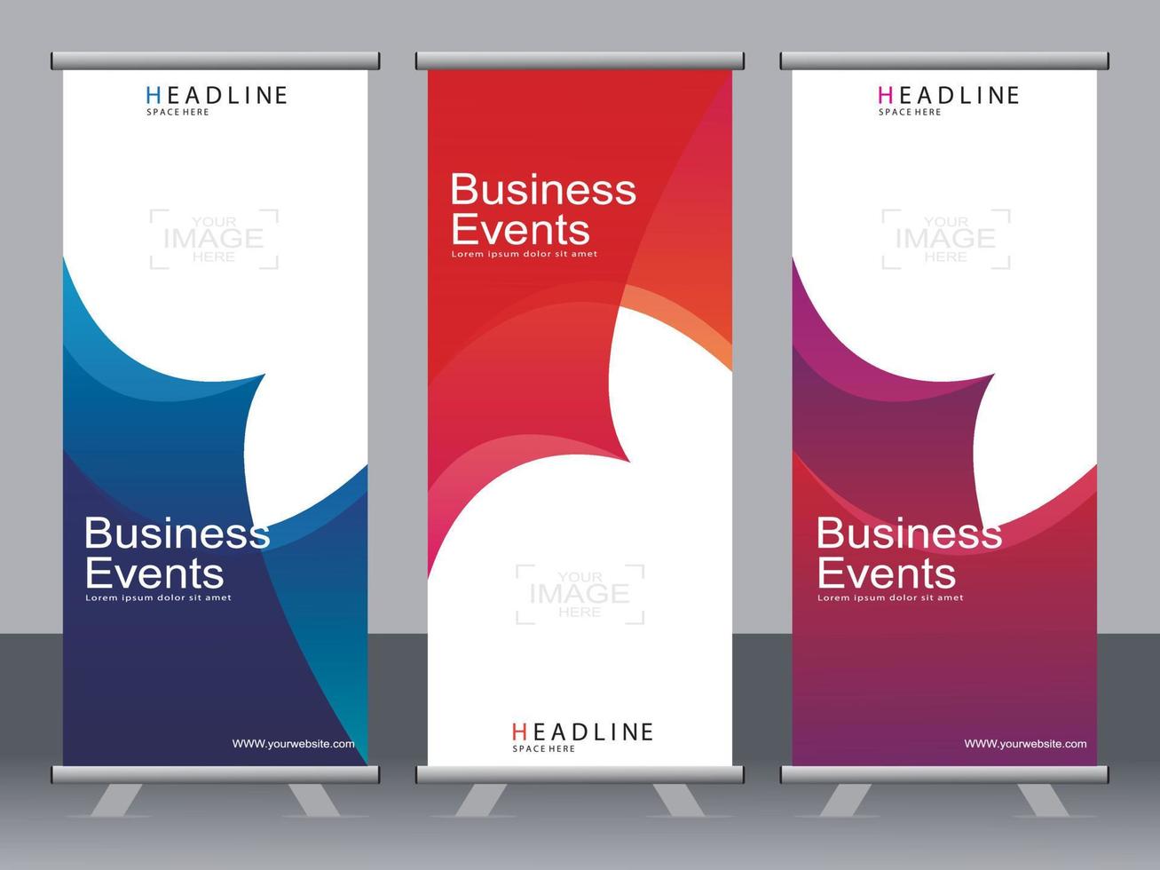 Business-Banner-Roll-up-Set Standee-Banner-Vorlage. vektor