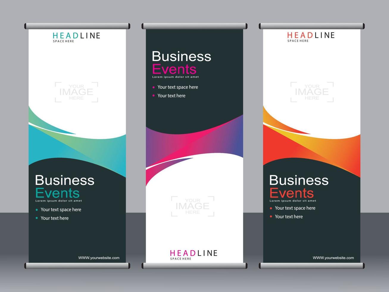 Business-Banner-Roll-up-Set, Standee-Banner-Vorlage. vektor