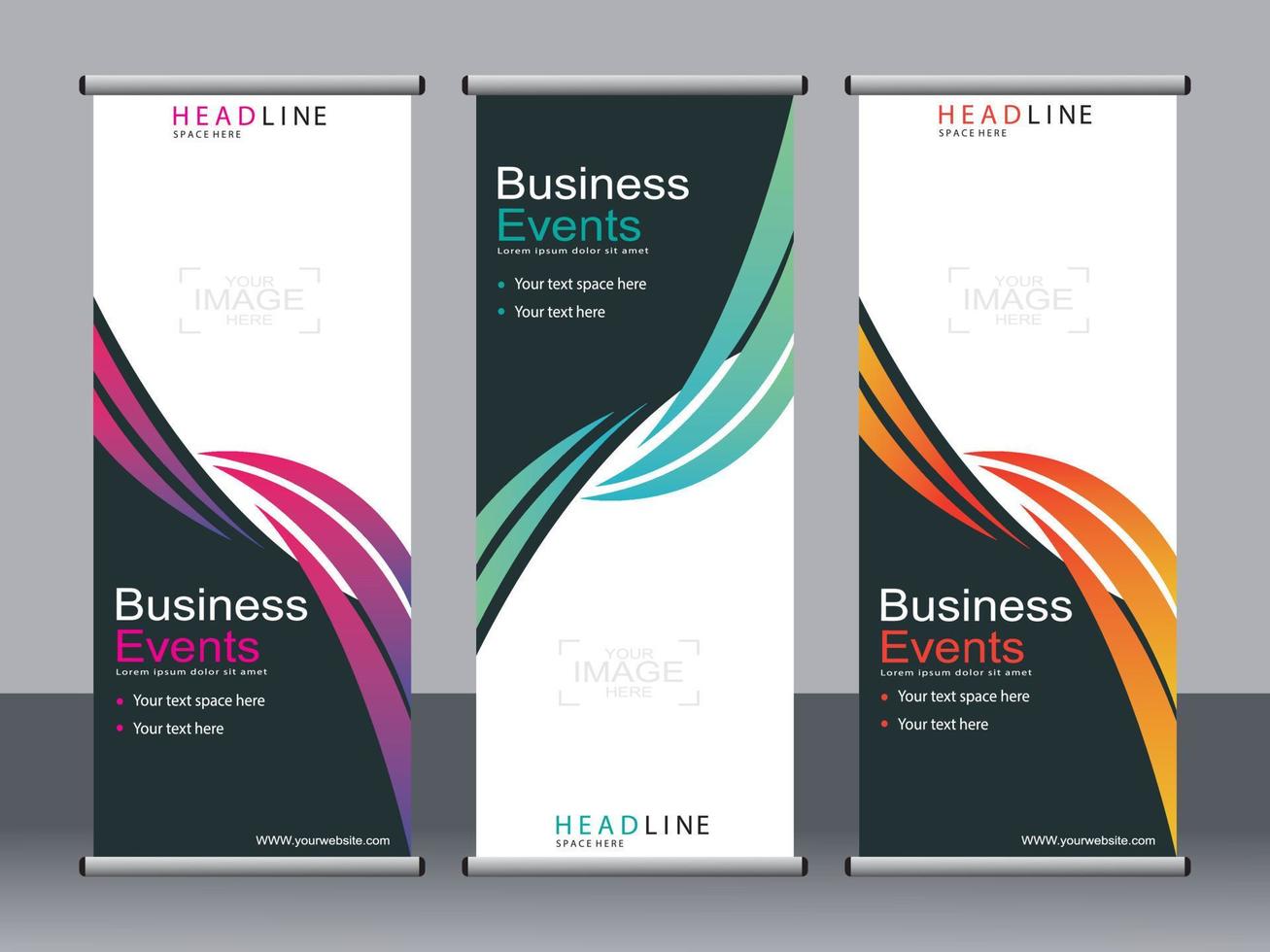 Business-Banner-Roll-up-Set, Standee-Banner-Vorlage. vektor