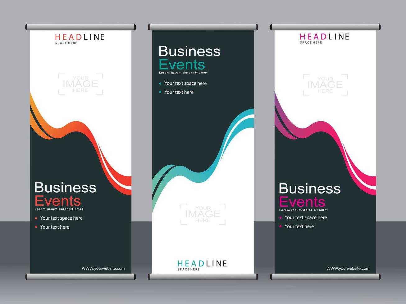 business banner roll up set standee banner mall. vektor