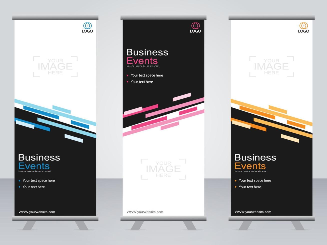 Business-Banner-Roll-up-Set Standee-Banner-Vorlage. vektor