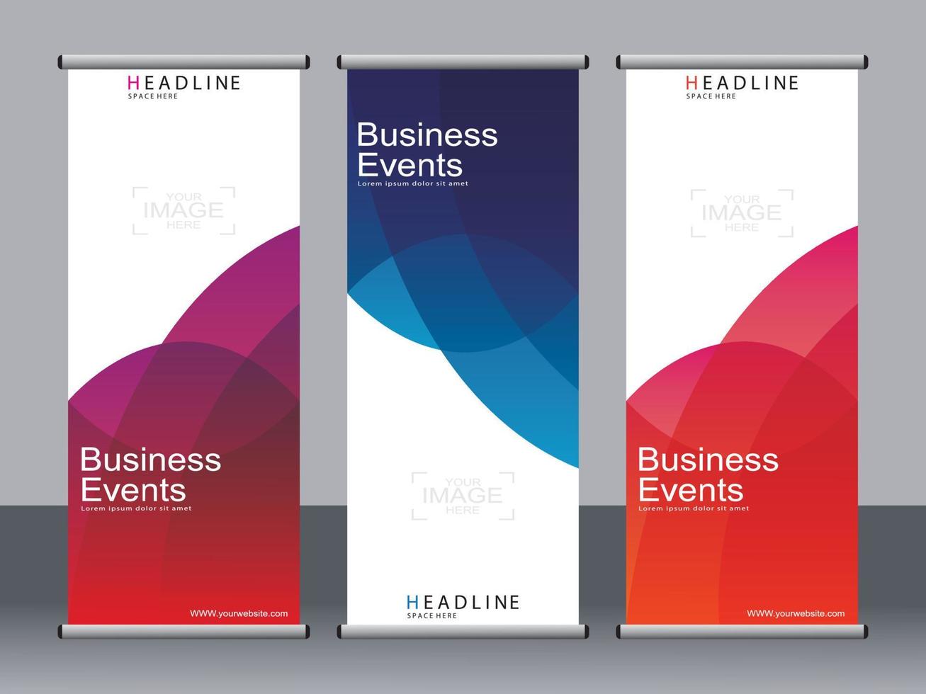 Business-Banner-Roll-up-Set, Standee-Banner-Vorlage. vektor