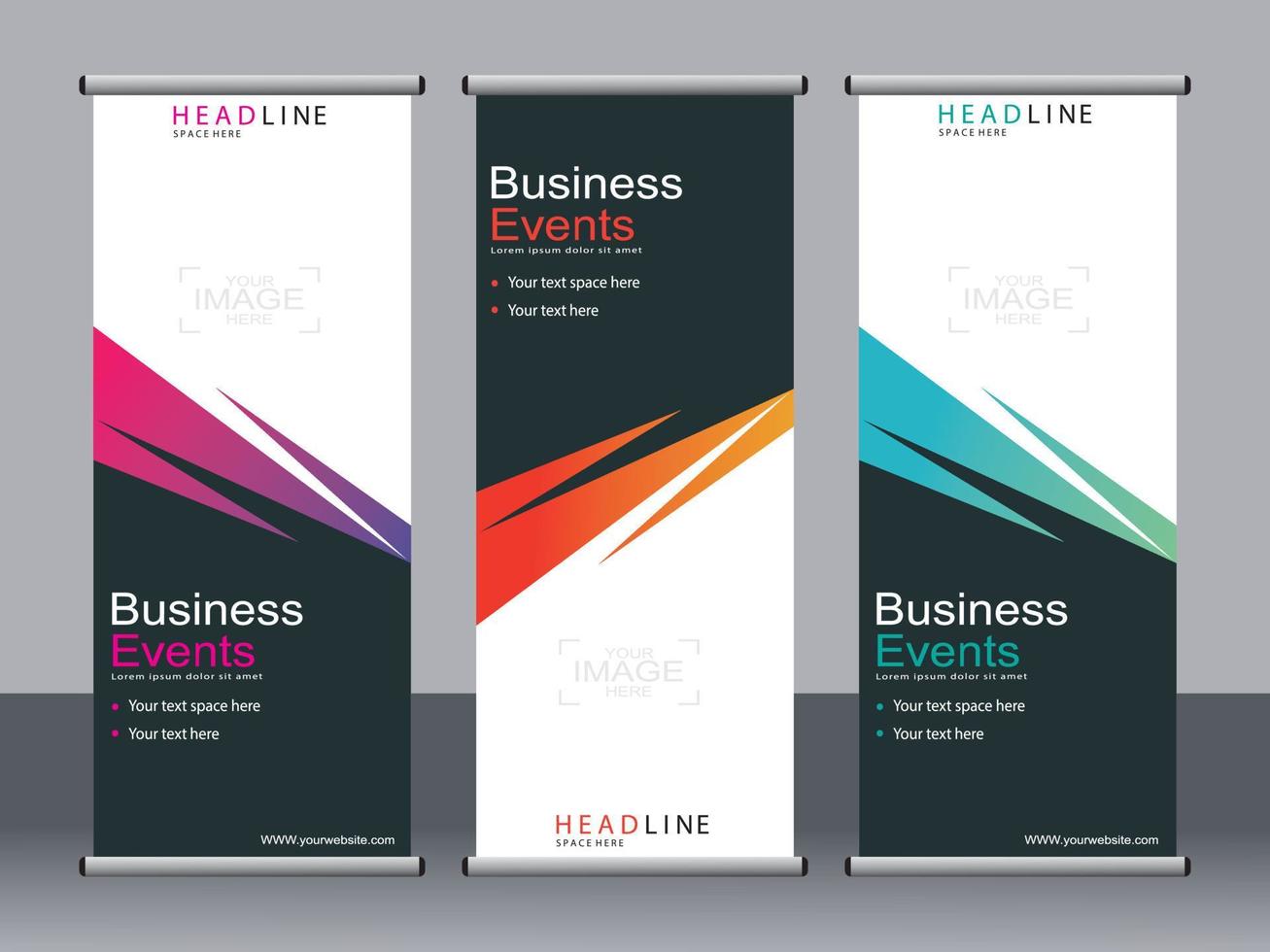 business banner roll up set, standee banner mall. vektor