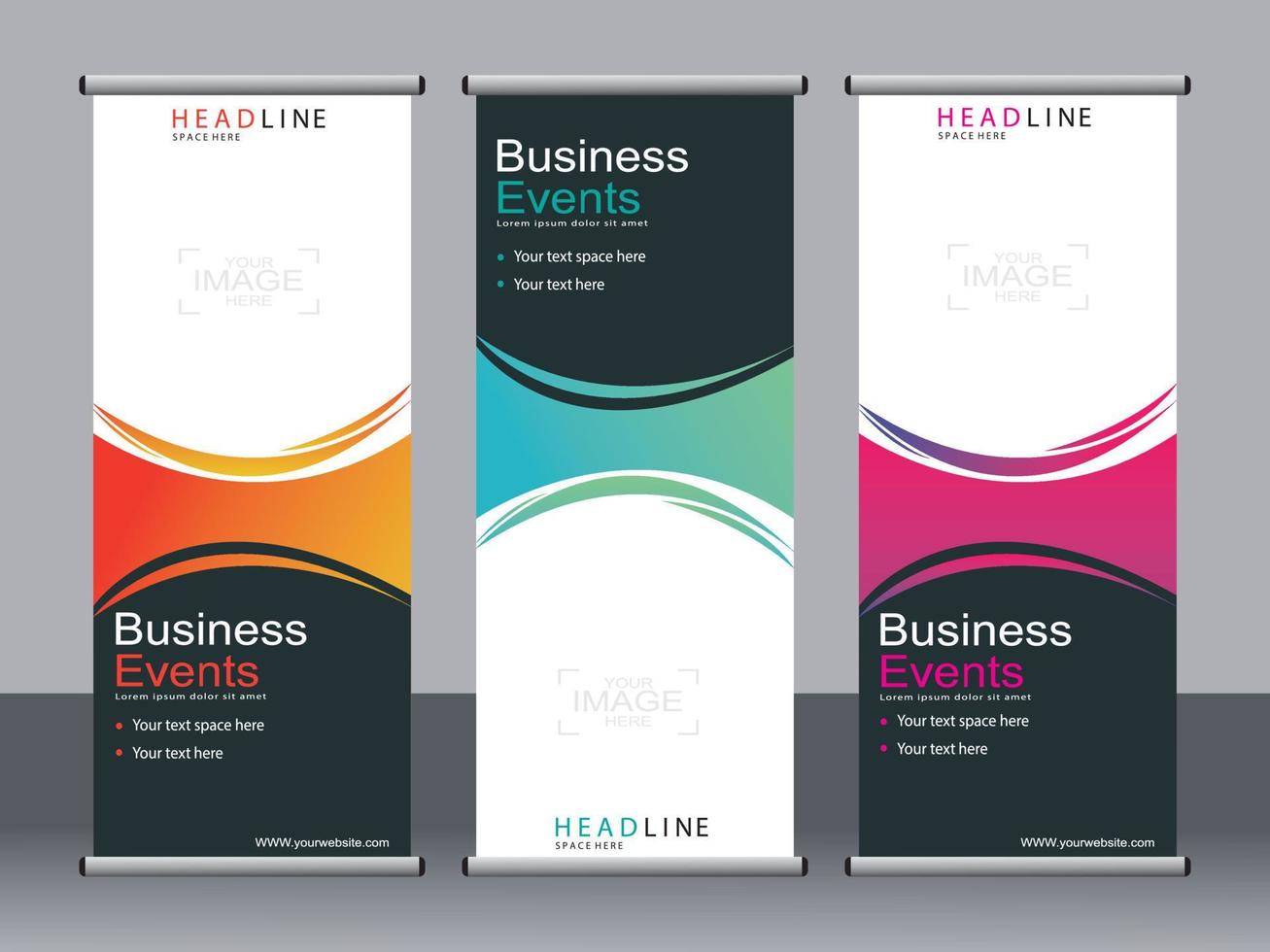 Business-Banner-Roll-up-Set Standee-Banner-Vorlage. vektor