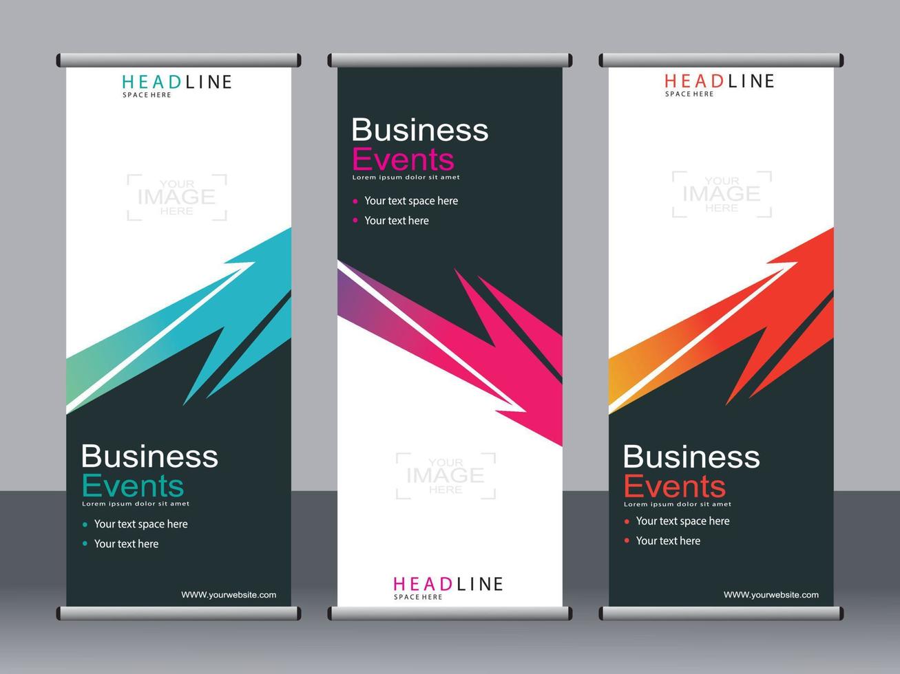 Business-Banner-Roll-up-Set Standee-Banner-Vorlage. vektor