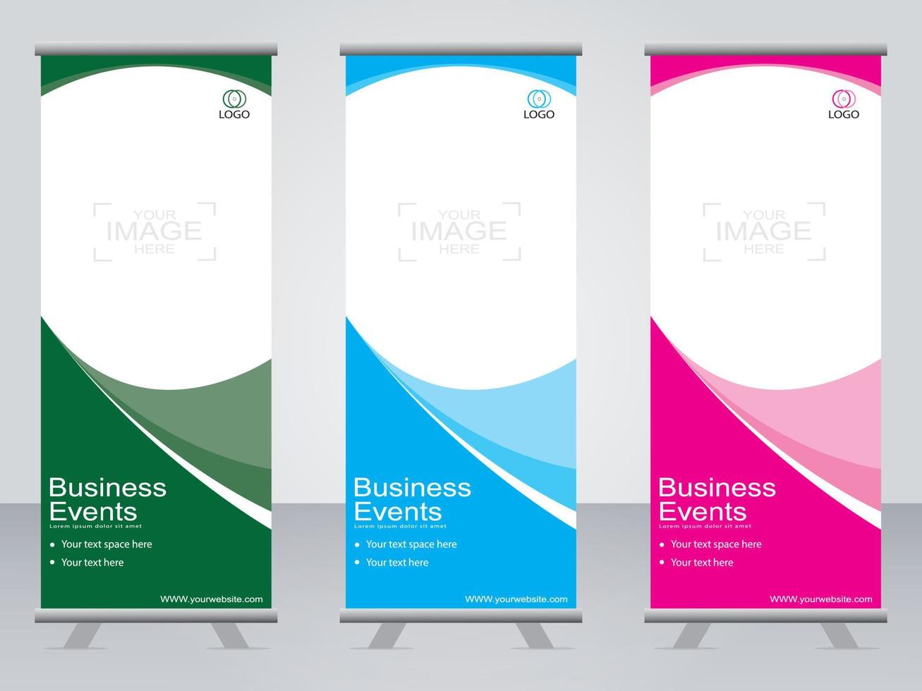 business banner roll up set standee banner mall. vektor