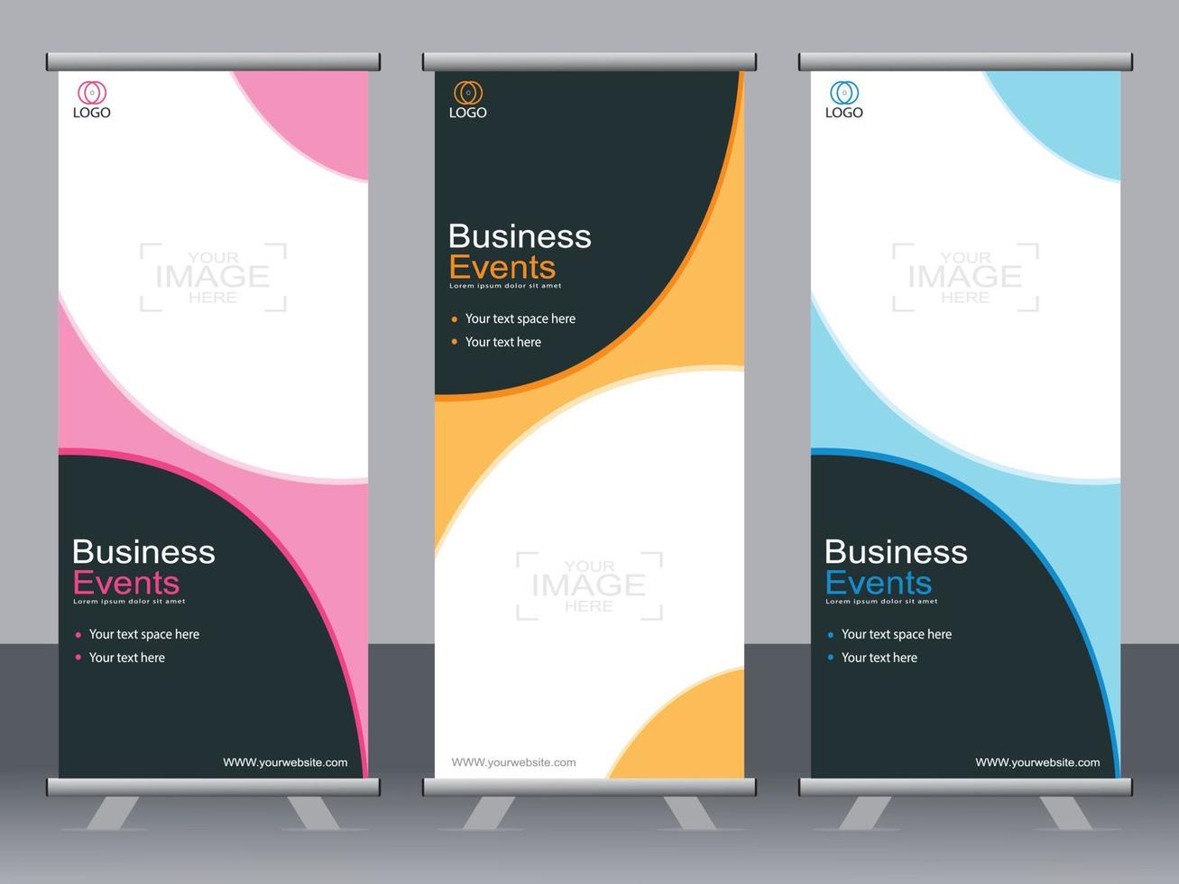 business banner roll up set standee banner mall. vektor