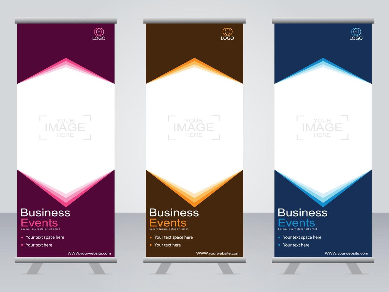 business banner roll up set standee banner mall. vektor