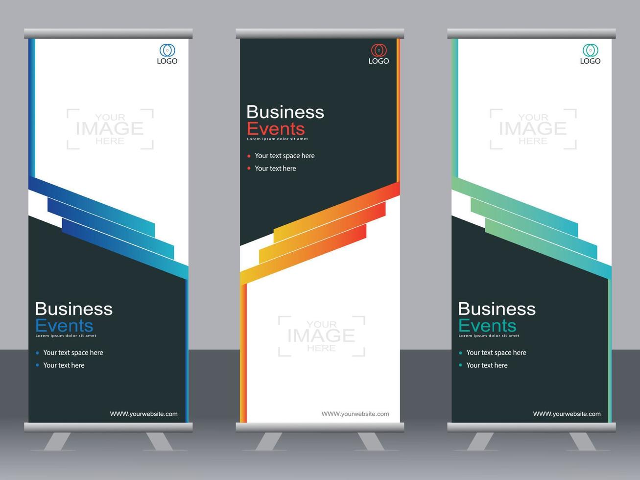 Business-Banner-Roll-up-Set Standee-Banner-Vorlage. vektor