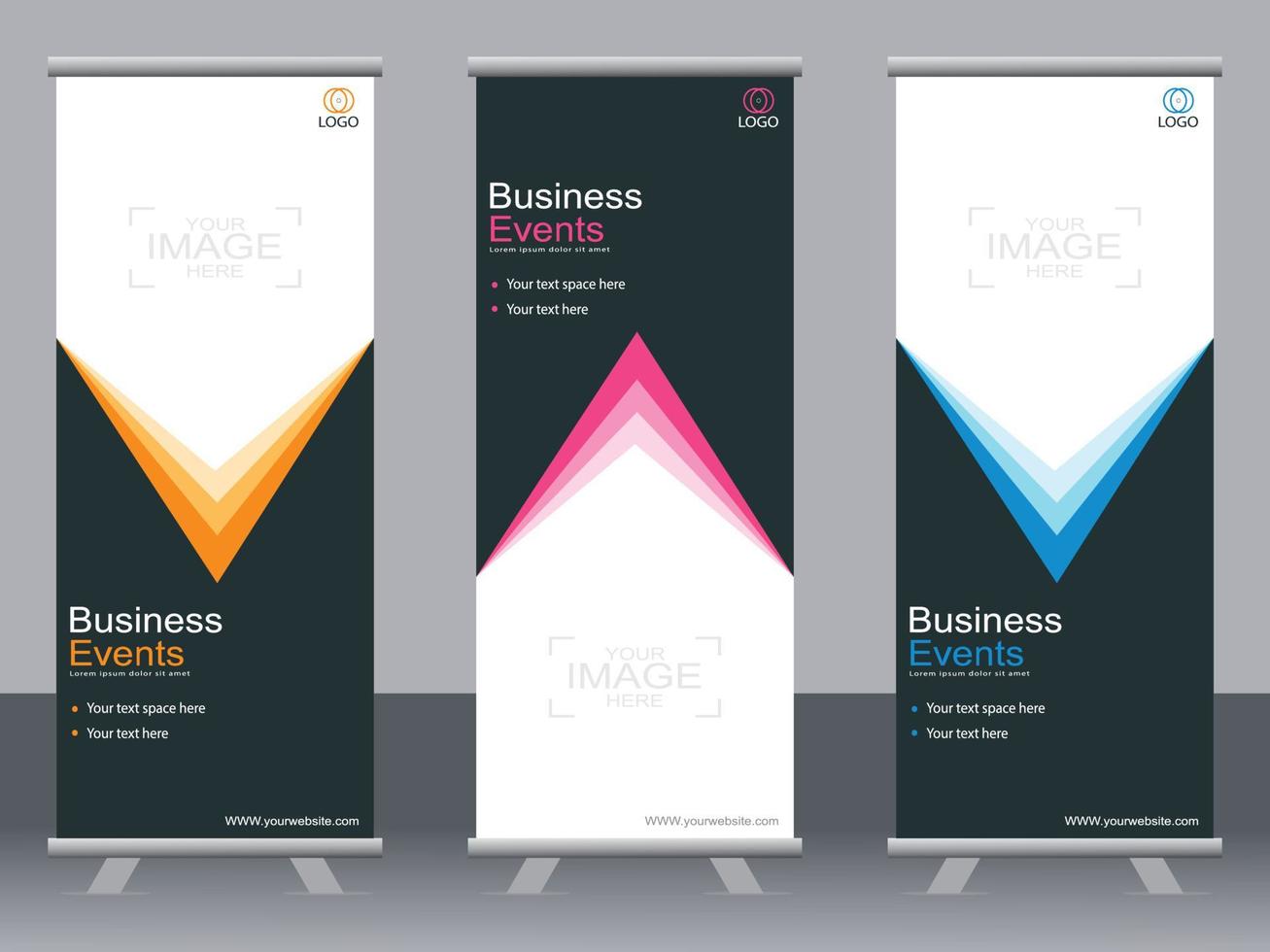 Business-Banner-Roll-up-Set Standee-Banner-Vorlage Modernes Banner. vektor