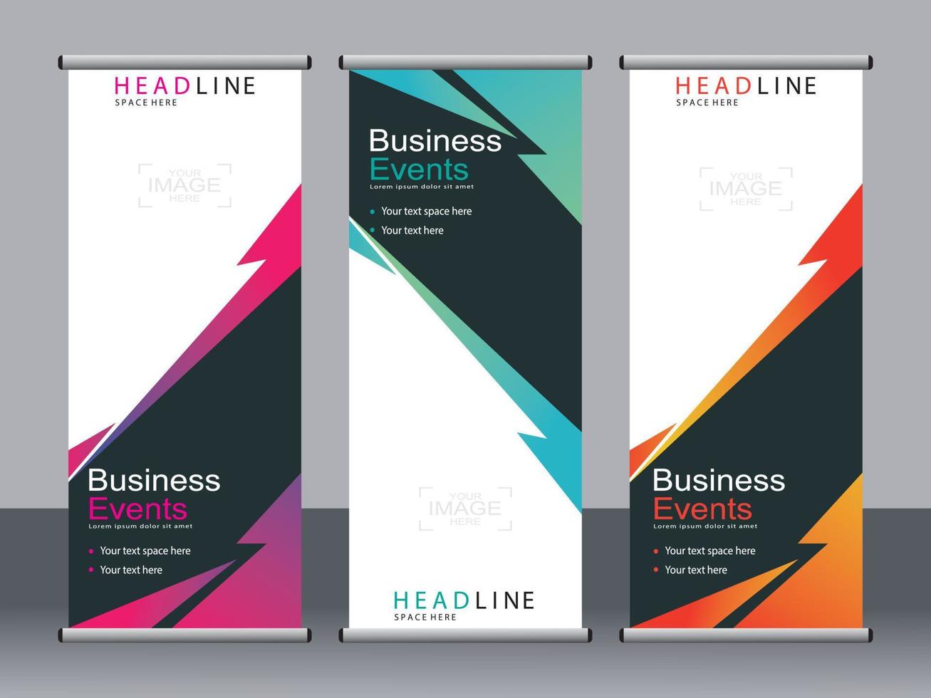 Business-Banner-Roll-up-Set Standee-Banner-Vorlage. vektor