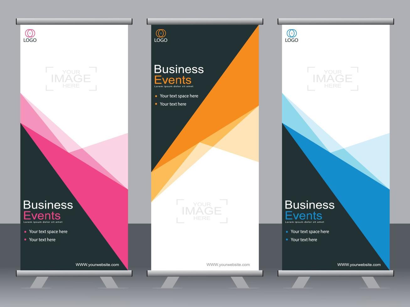 business banner roll up set standee banner mall. vektor