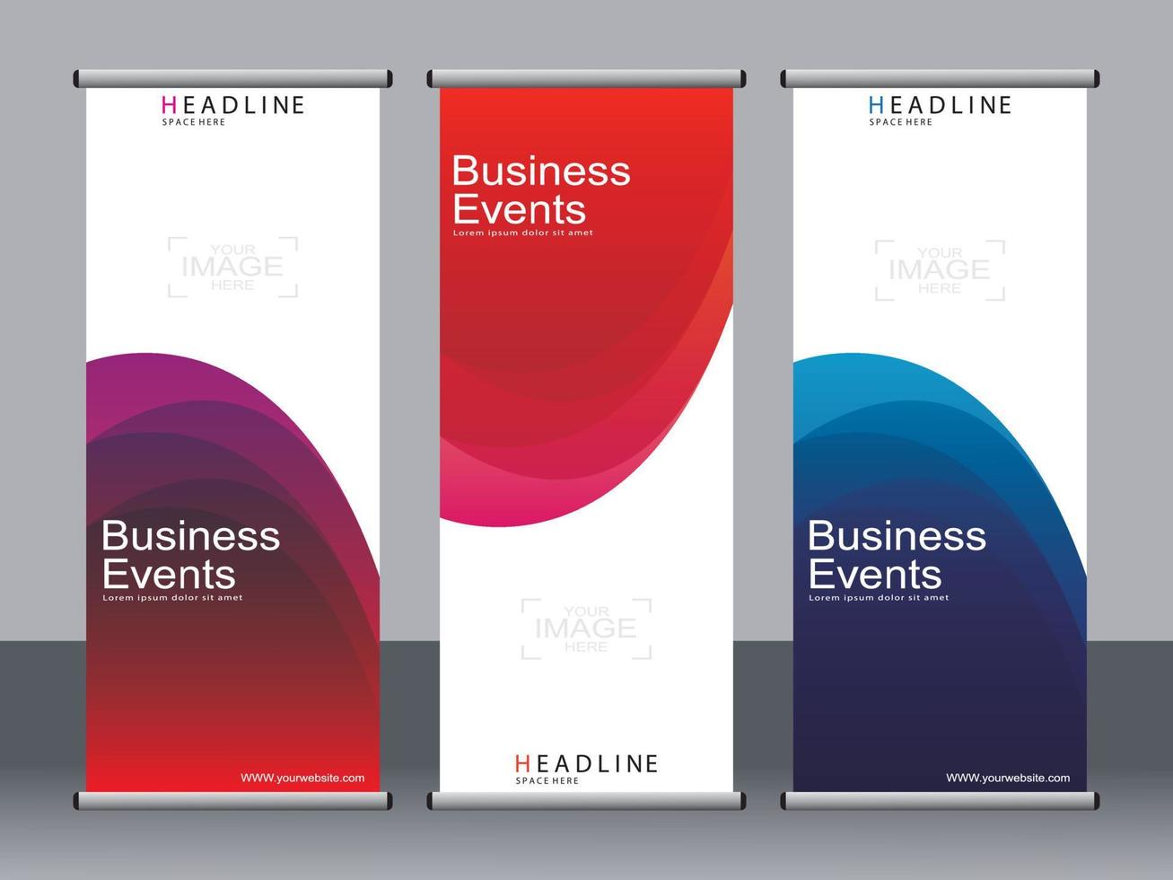 Business-Banner-Roll-up-Set, Standee-Banner-Vorlage. vektor