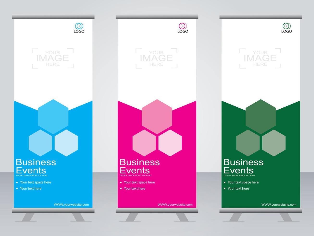 business banner roll up set standee banner mall. vektor