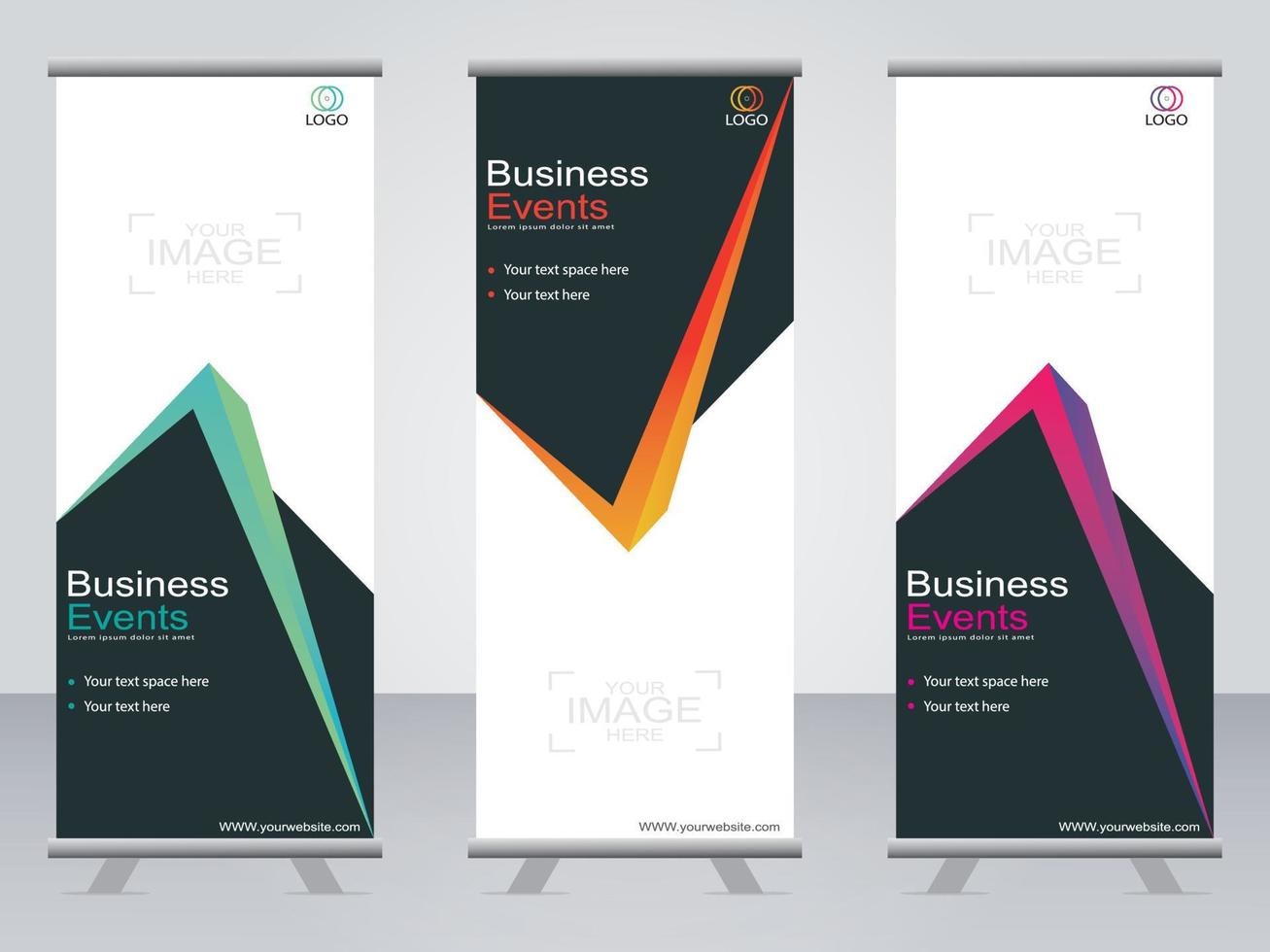 Business-Banner-Roll-up-Set Standee-Banner-Vorlage. vektor