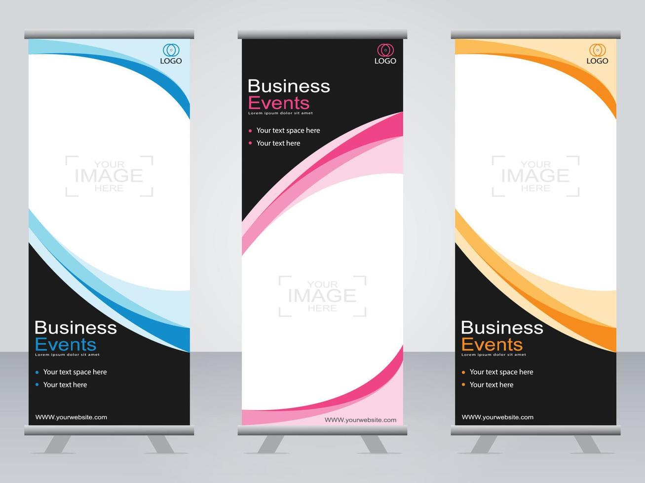 Business-Banner-Roll-up-Set Standee-Banner-Vorlage. vektor