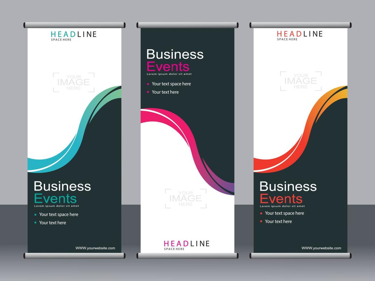 Business-Banner-Roll-up-Set, Standee-Banner-Vorlage. vektor