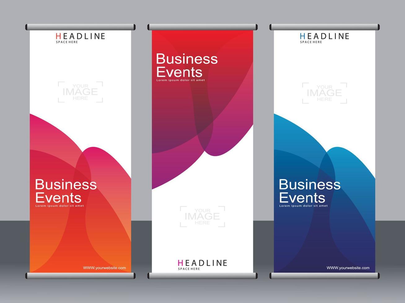 Business-Banner-Roll-up-Set, Standee-Banner-Vorlage. vektor