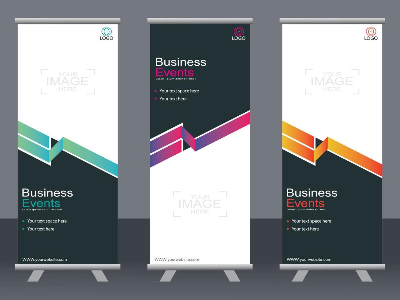 business banner roll up set standee banner mall. vektor