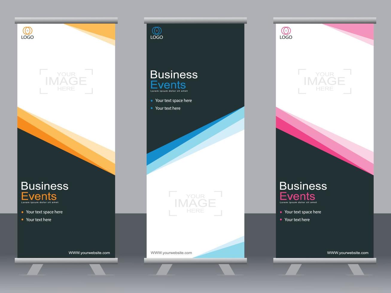 business banner roll up set standee banner mall. vektor