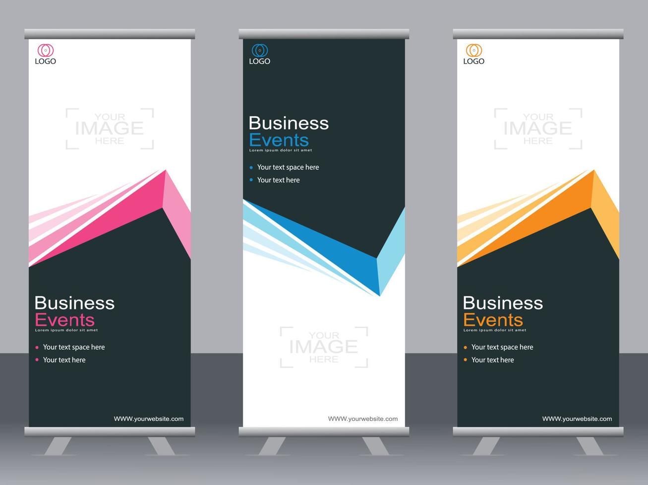 Business-Banner-Roll-up-Set Standee-Banner-Vorlage. vektor