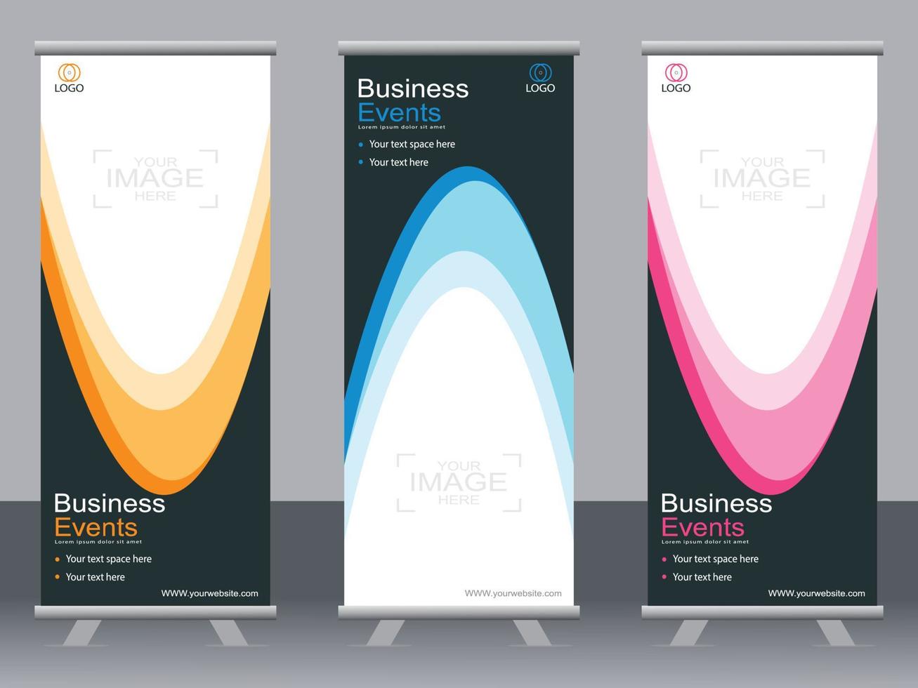 Business-Banner-Roll-up-Set Standee-Banner-Vorlage Modernes Banner. vektor